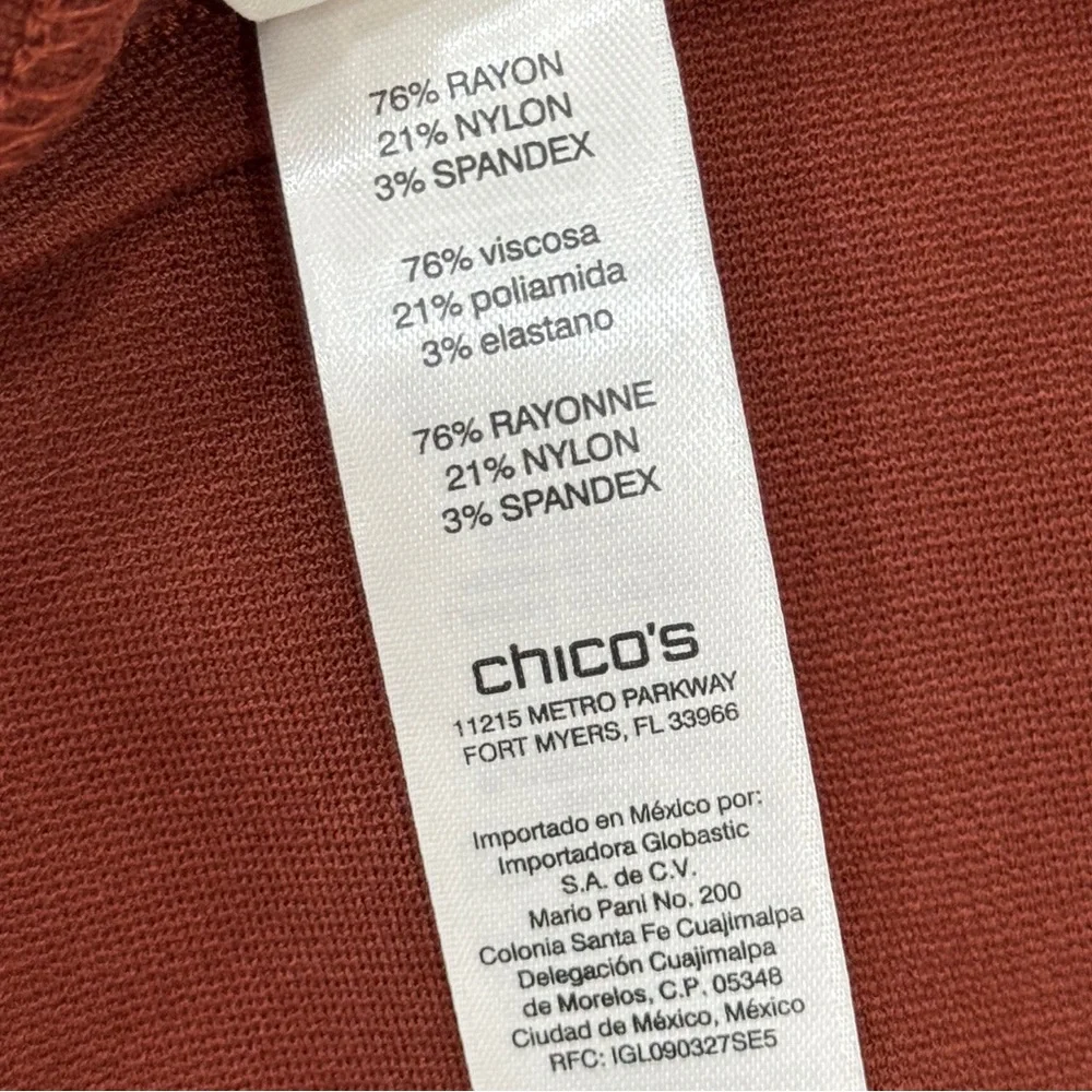 Chico’s Women’s Rust Brown Stretch Skinny Straight Ankle Pant Pockets 0.5 US S/6